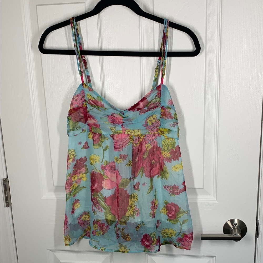 Abercrombie & Fitch sheer lined floral strappy tank size medium